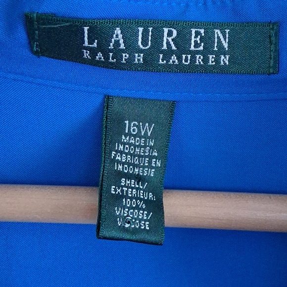 Lauren Ralph Lauren Vibrant Blue Preppy Long Sleeve Shirt Dress Plus Size 16 - Picture 4 of 7